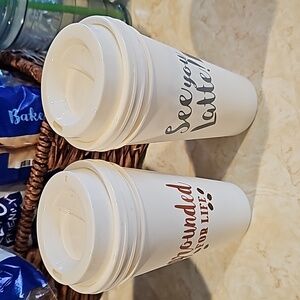 4 plastic reuseable cups total